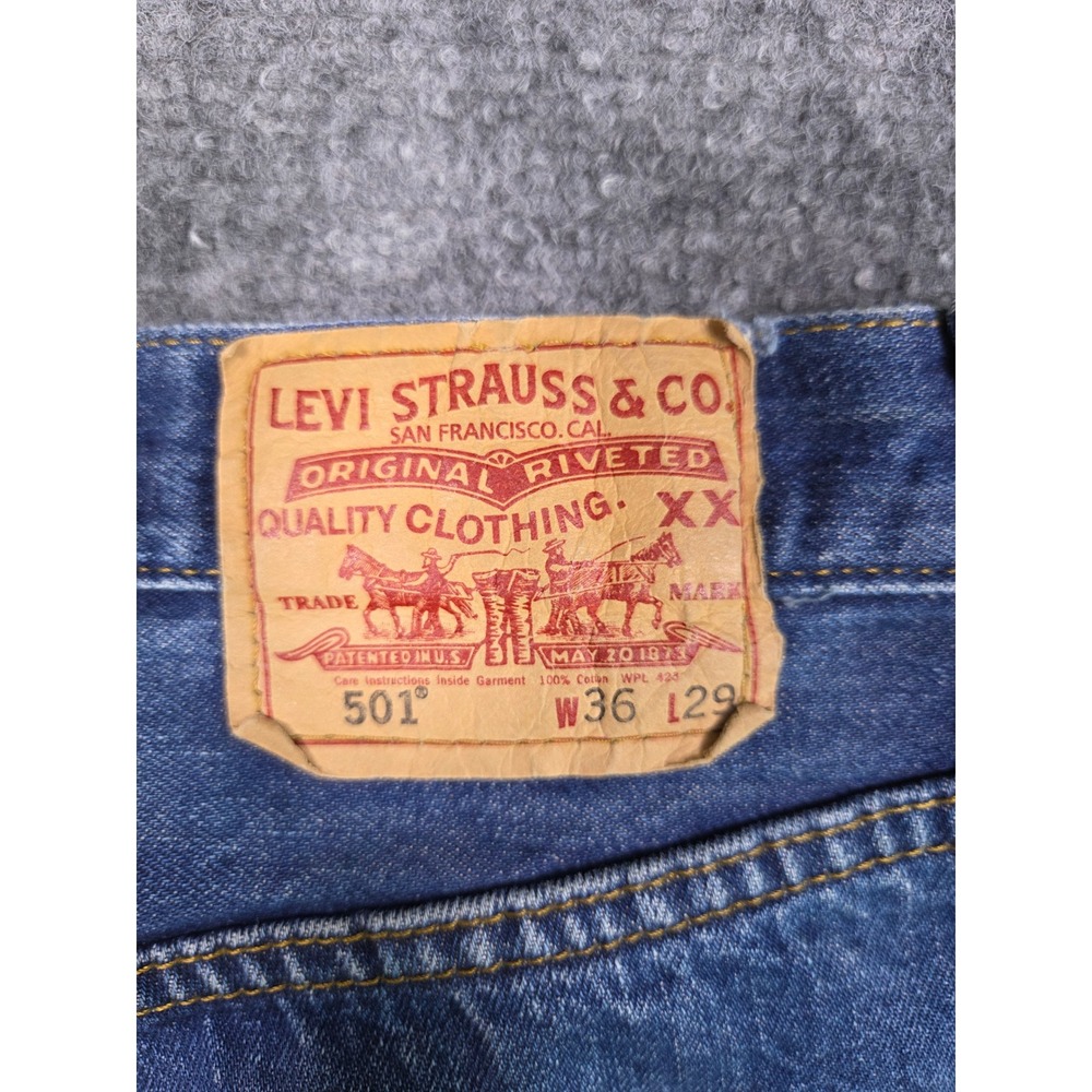 VIntage Levi's 501 Original Fit Jeans Mens 36x29‎ Blue Straight Leg Button 78/2 - Picture 3 of 10